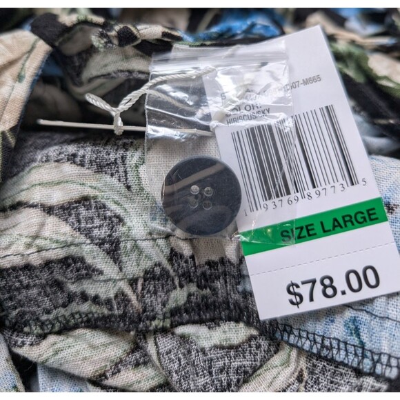 Kensie Jeans Tie Back Linen Blend Jumpsuit In Hibiscus Sky Combo Large - Picture 8 of 15